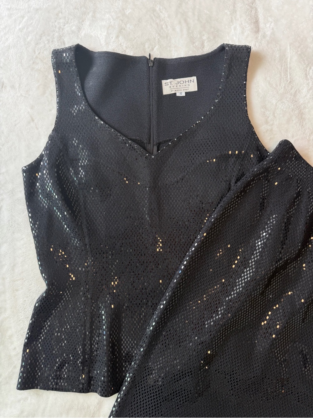 St. John Black Sequin Tank Top and Pencil Skirt Set - Picture 3 of 8